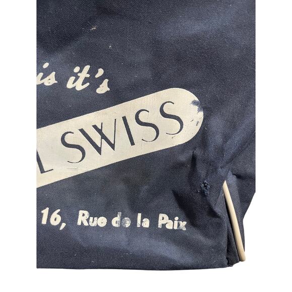 Vintage Paris Michel Swiss Navy Canvas Zip Airline Style Tote Bag - Picture 4 of 9